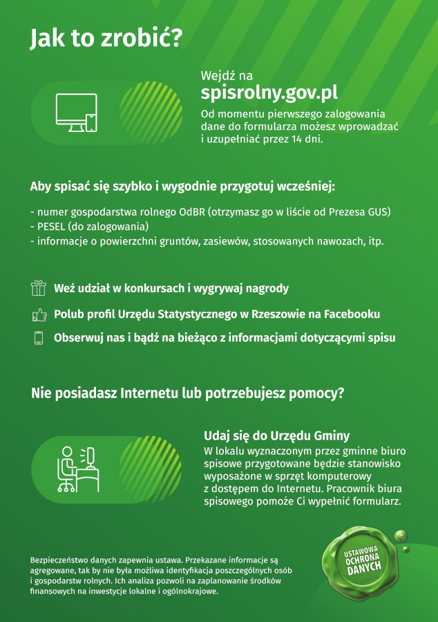 Informacja o Powszechnym Spisie Rolnym - szczegółowe informacje na stronie https://spisrolny.gov.pl